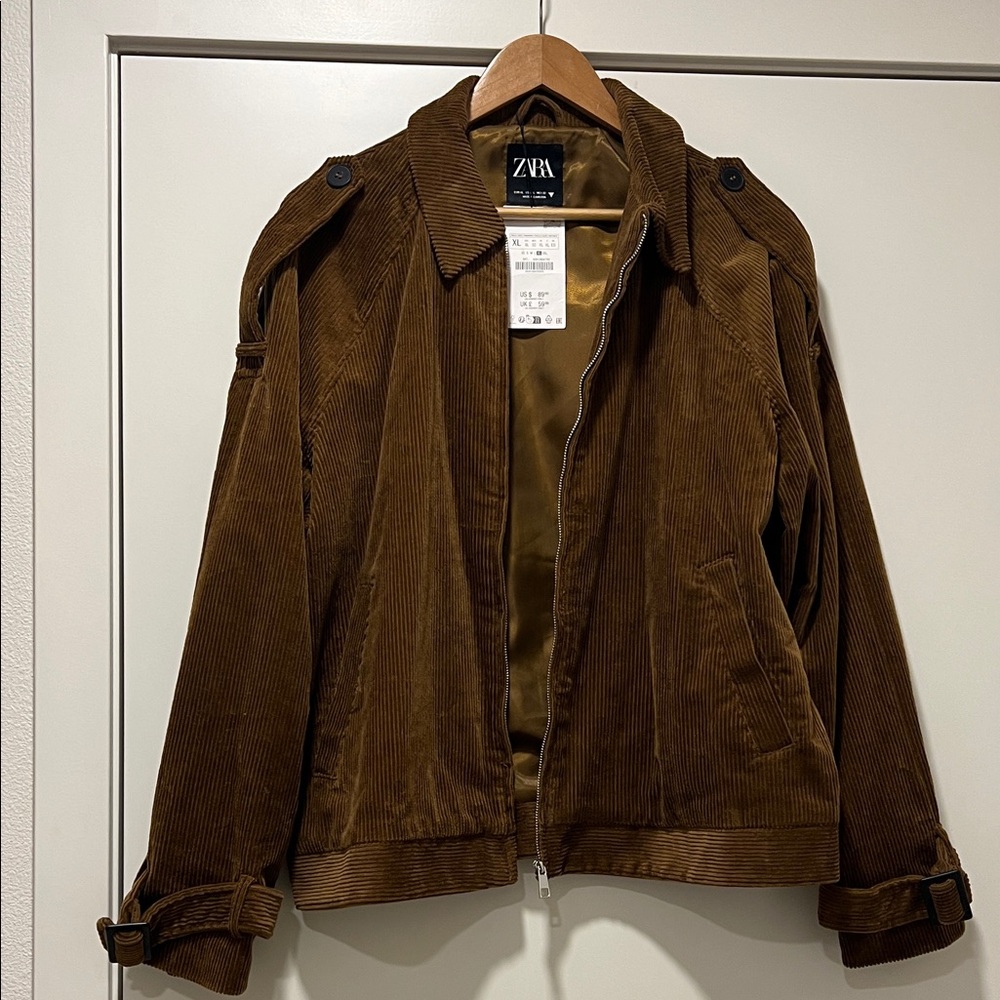 Zara Dark Brown Corduroy Utility Jacket